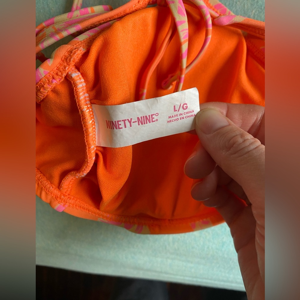 Tropical Orange and Pink Bikini Top - Picture 4 of 5